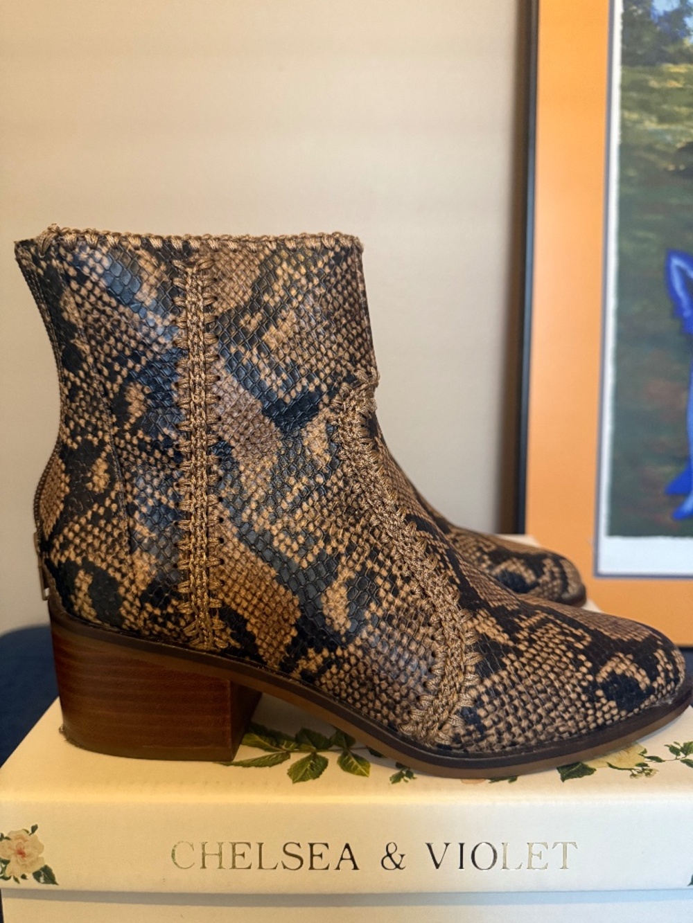 Chelsea & Violet Snakeskin Ankle Boots